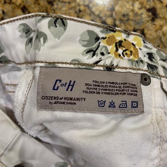 Citizens Of Humanity Floral Chloe High Waist Cut Off Button Fly Shorts Size 25 - Picture 5 of 8